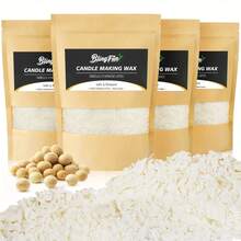 Blingfun 0.25/1Lb/2Lb 大豆蜡、白蜂蜡、黄蜂蜡、蜡烛制作蜡、柔软颗粒、无有害添加剂，适合制作香薰蜡烛和家居装饰氛围蜡工艺品。