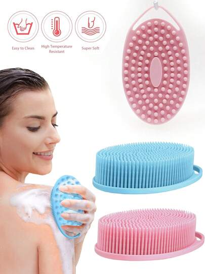 1 Pc Silicone Body Scrubber,Double-Side Silicone Bath Brush, Exfoliating Body Scrubber Soft Silicone Loofah Body Scrubber Fit For Sensitive And All Kinds Of Skin Clean And Sanitary,That's Easy To Clean, Lathers Well, Long LastingSuitable For Bathroom, Bathtub, Toilet, Suitable For Men, Women