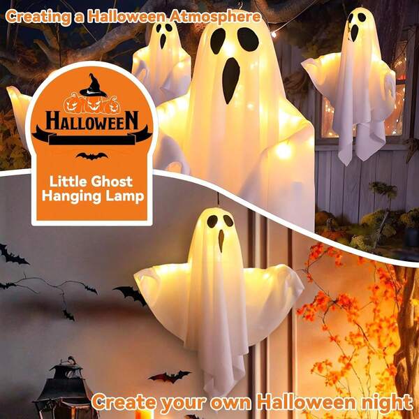 Spooky 50.8cm LED Lantern - DIY Halloween Decor With Lanyard, Battery-Powered For Use On Yards, Trees, And Windows