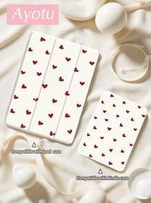 Ayotu 红色小心心 iPad 保护套，兼容三星 Galaxy Tab/iPad/Kindle，兼容 iPad 第 9/8/7 代 10.2 英寸，iPad (A16) 11 英寸第 11 代 2025，兼容 Kindle Paperwhite 第 12 代 2024，Kindle（第 11 代）2022 年发布，具有自动唤醒/睡眠功能，四角防摔，甜美俏皮的平板电脑保护套