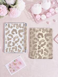 Dark Pink Glitter Leopard IPad Case Compatible With Apple IPad Air 11 (2025 M2) / IPad 11th Gen 11" (A16 2025) / IPad 10th Gen 10.9" - Cute Protective Cover With Pencil Holder, Trifold Stand, Auto Sleep/Wake, Lightweight Shockproof - Pastel Colors For Girls & Creatives - Multicolor - View 3