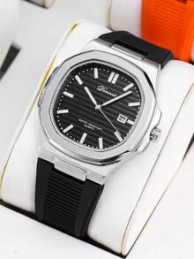 Reloj de cuarzo clásico de negocios resistente al agua y luminoso con fecha para hombres DENVOSI - Plateado - Ver 15