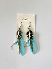 1 Paar Boho-Stil Feder Ohrringe mit Anhängern für Frauen