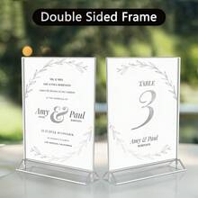 1/3 件透明亚克力标牌架 - 双面，5x7 英寸和 4x6 英寸 8.5x11 英寸，银色边框，垂直支架，非常适合婚礼、餐厅和艺术展示 - 彩色 - 查看 5