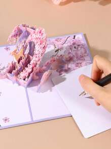 Opjoys 1 张樱花贺卡，浪漫生日贺卡，适合生日、婚礼礼物（包括 1 个信封 + 1 张手写卡片 + 1 张 3D 贺卡），圣诞节