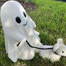 1 Cute Ghost Dog Halloween Statue, Halloween Living Room, Kitchen, Bedroom Decoration, Indoor And Outdoor Statue Garden Decoration, Halloween Gift Home Decor Halloween Decor
