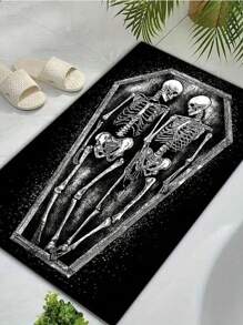 1pc Dark Gothic Skull Coffin Carpet, Halloween Gothic Style Carpet, Halloween Carpet, Plush Carpet, Living Room Carpet, Area Rug, Room Decor, Large Living Room Carpet, Home Decor, Washable Carpet