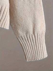 Women's Dropped Shoulder Solid Color Casual Ribbed Sweater And Belted Wide Leg Pants Casual Suit