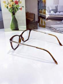 Women's Cat Eye Glasses Frame TR90 Metal Temple Anti- Lens Rest - marrom/onca - 查看 2