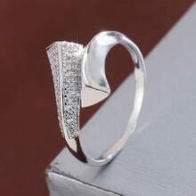 1枚时尚几何三角形交叉设计立方氧化锆女士戒指，休闲礼物 - 彩色 - 查看 10