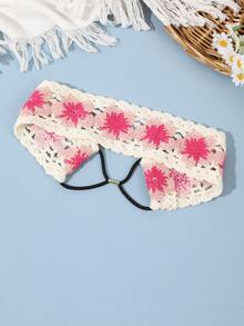 1 pièce Bandeau élastique tricoté avec fleurs bohèmes et carrés, accessoires capillaires romantiques pour femmes, turban, bandeau de sport, bandeau pour cheveux automne hiver pour tenues de vacances, écharpe élégante femme, accessoires essentiels pour vacances d'été bohème, bandana, accessoires de plage pour femmes - Multicolore - Voir 10