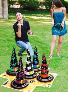 11 Stück/6 Stück/4 Stück Halloween Ring Wurfspiel Set, Halloween aufblasbarer Hexenhut Ring Wurfspiel Set, aufblasbarer Reifen Spielzeuge, für Horror Party, Innen-/Außenbereich Spiele, Hexen-Themen Feiertagsdekoration, Innen- und Außenparty Grundausstattung, Familien Versammlungs-Spielzeuge, Halloween Party Spielzeuge