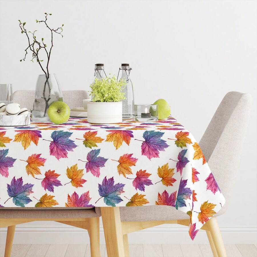 1 pieza Mantel con patrón de hoja de arce colorida, apto para decoración del hogar, camping, picnic y fiestas tanto en interiores como exteriores