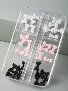 30 件/50 件无异味 Y2K 白色粉色蝴蝶结树脂指甲配件，两种款式，盒装和袋装，小清新 3D 平底丝带水钻指甲装饰卡哇伊简约可爱黑粉色白色仿珍珠蝴蝶结韩式指甲设计配件，适合女性指甲贴纸 DIY 沙龙用品装饰日式私人定制春夏风格指甲指甲饰指甲宝石 - 彩色 - 查看 2