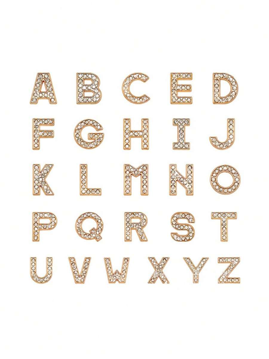 1pc Back To School Letter Shoe DIY Decor Accessory, Suitable For Students, Gift For Friends, Applicable To Clogs, Garden Shoes, Sandals, Summer Wedges, Fashionable Minimalist Halloween & Christmas Shoe Accessory - Gold - View 1