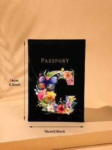 1 件 A-Z 字母旅行护照夹，PU 材质地图图案护照，粉色护照套，商务旅行航班护照夹，假期旅行必备护照夹，女士 - 黑色 - 查看 4