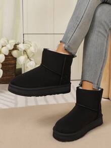 2025New Autumn/Winter Women's Warm, Versatile, Simple Snow Boots, Anti-Slip Short Shaft Boots,Fur Boots - Black - View 6