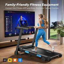 MERACH Foldable Treadmill With Incline, 7.5MPH Quiet Treadmills For Home With Double Deck Technology, 4 Silicone Shock Cushion, Heart Rate Monitoring,16.5" Wider Belt, APP, 15%Auto Incline - 美規A型插(110-127V) - 查看 4