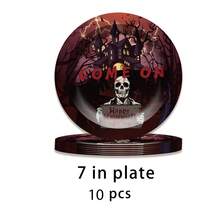 Set de 60 piezas de menaje para fiesta de Halloween - Platos con diseño de fantasmas, vasos de papel con esqueletos, platos de papel con diseño de casa embrujada, para fiesta de Halloween - Multicolor - Ver 9