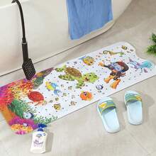 1 Piece Of 40x100cm Baby Bath Mat, Children's Bath Mat, Bathtub Anti Slip Mat, Cartoon Bathtub Shower Anti Slip Mat, With Drainage Hole And Suction Cup, Machine Washable, Underwater(Two Random Styles) - Multicolor - View 5