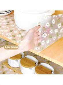 1pc Shelf Liner, Waterproof Refrigerator Liner, Drawer Liners For Kitchen Cabinet, Bathroom Sink Mat No Slip Cupboard Mats Non Adhesive Fridge Liner EVA Place Mats Roll - Leaf Daisy ,Dehumidifier For Home