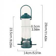 Automatic Multi-Hole Bird Feeder - Easy To Refill Hanging Pet Food Dispenser, Attracts Wild Birds, For Outdoor Use, Green Cover And Transparent Plastic Sides For Observation, Outdoor Bird Feeder