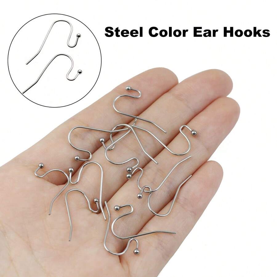 99.9/199.9 件弧形法式耳环钩，带环和珠子，耳环制作套件，防过敏耳钩，适用于 DIY 珠宝制作耳环配件