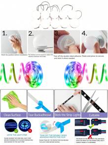 1 套多尺寸 3 色照明化妆镜灯泡和 7 色灯带，USB 供电可调光和可调节装饰镜，房间装饰，梳妆台照明，节日派对灯，LED 灯串，8 个灯泡和 10 个灯泡带 3 米灯带，12 个灯泡和 14 个灯泡和 16 个灯泡带 5 米灯带