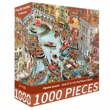 1 Scatola 1000 Pezzi Puzzle, Dimensione 70cm*50cm, Stile Paesaggio & Cartone Animato, Sollievo Dallo Stress Per Adulti, Arte Decorativa, Adatto Per Ognissanti, Natale, Regalo
