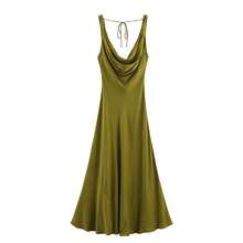 DEEKA New Summer Fashion Sexy Satin Feeling Long Lingerie Style Party Dress, Suitable For Summer, Holidays, Valentine's Day, Party - Green - View 3