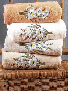 Made In Turkey – Daisy 6-Piece Hand And Face Towel Set | Head Towels | 50x90 Cm | 100% Cotton