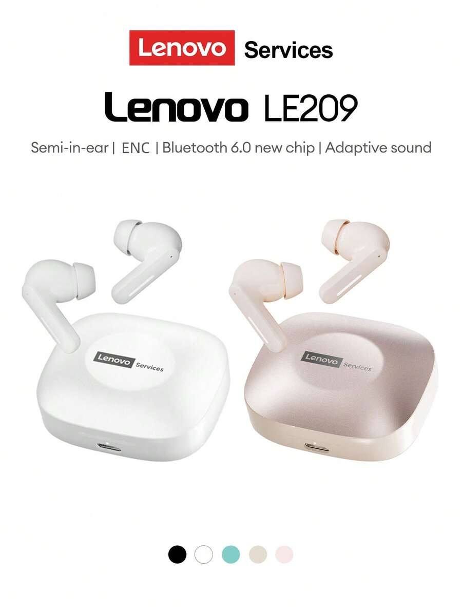 Lenovo LE209 New Bluetooth Earphones, Half In-Ear Bluetooth 6.0 Stereo Surround Sound, High-Quality Music & Gaming, Long Battery Life, Clear Calling Microphone, Comfortable Silicone Wireless Earbuds, Compatible With Smartphones & Computers - Nhiều màu - Xem 1