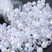 100 件/包亚克力镀 AB 色刻面圆珠，多款式散珠，时尚闪亮白色 DIY 珠宝制作用品，适用于手链、项链、吊坠、装饰品