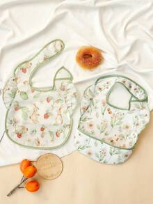 2 件防脏婴儿围兜 - 防水轻便婴儿主导断奶围裙 | 100% 涤纶，易清洁，可机洗（豹纹，小号，6-24 个月） - 彩色 - 查看 13