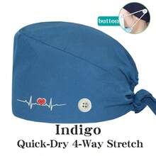 1 buah Topi Kerja Dokter Gigi Bordir, Unisex, Cocok untuk Panti Jompo, Salon Kecantikan, Topi Elastis yang Dapat Dicuci dengan Kancing, Sepanjang Musim - MultiWarna - View 21