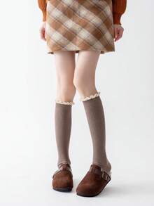 1双女士秋冬蕾丝袜，加厚保暖过膝袜 - 彩色 - 查看 9