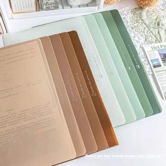 5pcs A4 Gradient Transparent File Folders With L-Shaped Clips, Waterproof Thickened Single Sheet Organizer For Office Documents And Reports,For School Supplies,Back To School