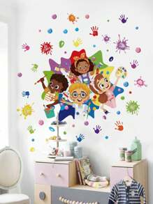 2 件/1 件墙贴 - [儿童彩虹涂鸦] PVC 自粘式可移除墙贴，适用于托儿所、儿童房、游戏室或教室 - 适合任何空间的可爱创意墙面装饰