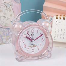 RUISUNG 1 件小巧可爱的卡通水晶闹钟带夜灯，静音运行，电池供电（不含电池），适用于床边、书桌、卧室、书房、客厅、办公室，简约卡通风格，家居装饰台钟，学生、万圣节和圣诞节的理想礼物 - 彩色 - 查看 17