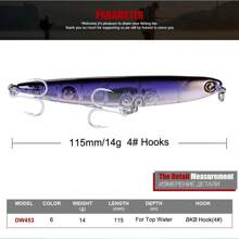 CISEA F91 钓鱼诱饵 下沉铅笔形诱饵 适用于钓鱼硬饵 铅头 11 厘米 14 克 - 彩色 - 查看 5