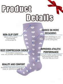 1/3 双装女士特大号压缩袜，防滑、柔软透气，适合日常穿着、办公、健身、运动，舒适透气。 - 彩色 - 查看 4