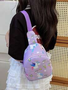 1 pezzo Portamonete mini per bambini, Portamonete alla moda con motivo cartoni animati, Marsupio a tracolla, Borsa da petto per esterni, Borsa da viaggio, Borsa per il piccolo stoccaggio degli oggetti