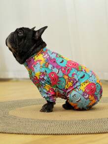 舒适狗狗连体衣，狗狗睡衣，狗狗恢复服，超柔软且有弹性，防舔，适合中小型和大型犬品种的宠物睡衣，适合狗狗换毛，俏皮怪物彩色印花图案，S-6XL - 彩色 - 查看 9