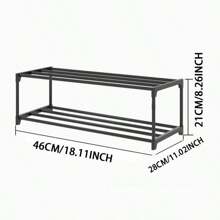 2 层节省空间的鞋架 - 耐用的金属和塑料多功能储物架，用于存放鞋子、靴子、珠宝、手表 - 坚固紧凑的设计，适用于入口、壁橱、小空间、鞋子收纳整理器 1 件多层鞋架、床下鞋架、鞋子收纳架、易于存放和整理家用鞋子、多功能储物架、节省空间的鞋架、大容量车库鞋架，适用于卧室、走廊，可容纳 2 双大鞋或 3 双小鞋