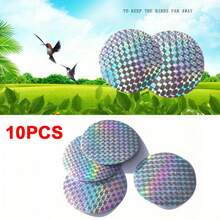 10pcs Circular Reflective Bird Repellent Stickers, Laser Reflective Adhesive Anti-Bird Deterrent Decals