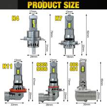 S&D Bombillas LED para faros delanteros de 20000LM H4 Canbus H7 H11 9005 HB3 9006 HB4 H27 880 881 Super brillantes de 12V 6000K CSP para automóviles - Blanco - Ver 11