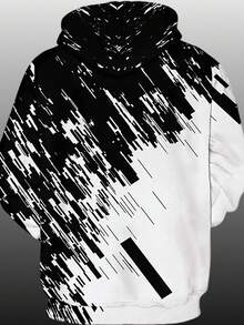 Both Men And Women Can Wear It Novelty Hoodie Long Sleeves 3D Funny Graphic Print Sweatshirt Pullover Tie Dye    Spring/Fall    Regular Fit    Zipper  Drawstring - 黑與白 - 查看 2