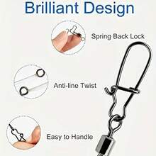 50/100PCS Set Of Fishing Connector Rotating Interlock Pin Fast Rolling Rotating Hook Bait Carp Fishing Accessories