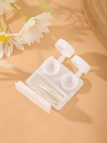 XIANG YU 新款可爱卡通隐形眼镜盒，便携式防漏紧凑型镜头伴侣盒，双隔层，非常适合旅行和家庭使用时浸泡和存放隐形眼镜。 - 簡約純色 - 查看 9