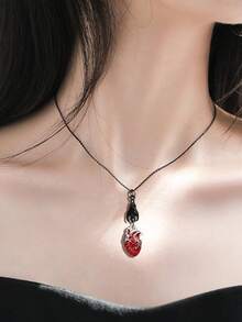 [复古哥特式蝙蝠项链礼物] 复古哥特式心形和蝙蝠吊坠项链 - 不锈钢、防过敏、无镍，非常适合万圣节、休闲装和休闲装 - 送给朋友和家人的独特礼物